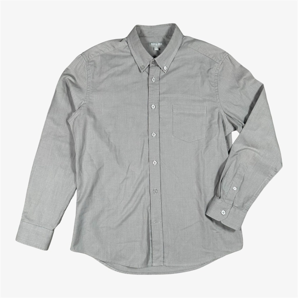 Ash & Erie Shirt Mens Medium Gray Slim Fit Button Down Long Sleeve Cotton Blend